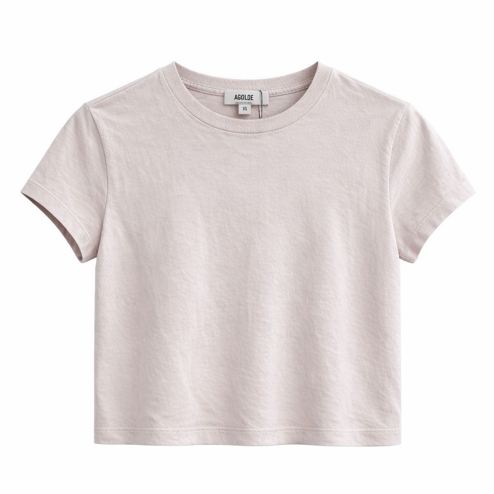 AGOLDE Adine Shrunken Tee Size XS Rosewater Pink Cropped Organic Cotton NWT